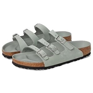 Triple-strap Cork Footbed Slide Sandals in Light Gray